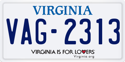 VA license plate VAG2313