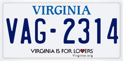 VA license plate VAG2314