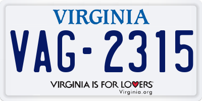 VA license plate VAG2315