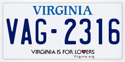 VA license plate VAG2316