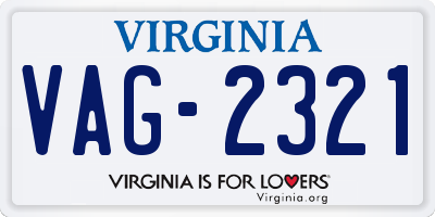VA license plate VAG2321