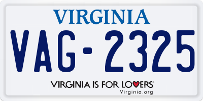 VA license plate VAG2325