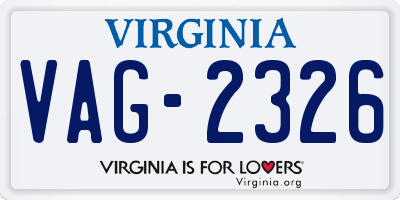 VA license plate VAG2326