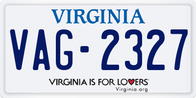 VA license plate VAG2327