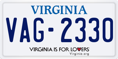 VA license plate VAG2330