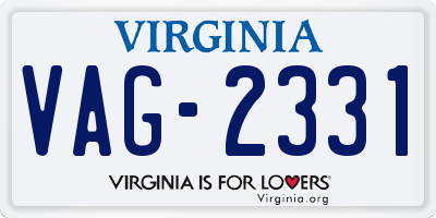 VA license plate VAG2331