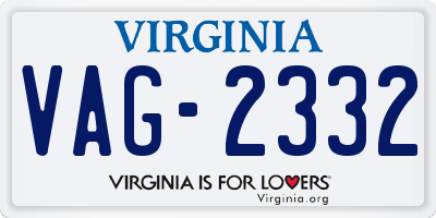 VA license plate VAG2332
