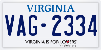VA license plate VAG2334