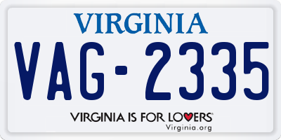 VA license plate VAG2335