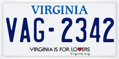 VA license plate VAG2342
