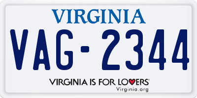 VA license plate VAG2344