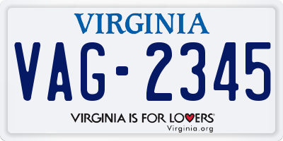 VA license plate VAG2345