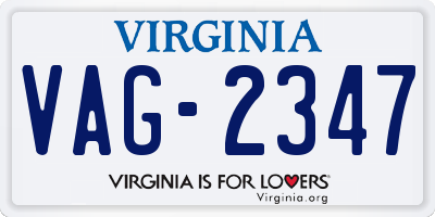 VA license plate VAG2347
