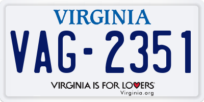 VA license plate VAG2351