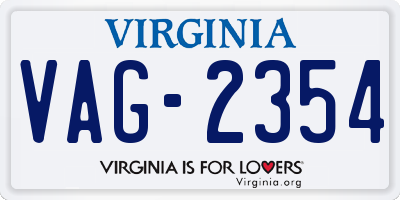 VA license plate VAG2354