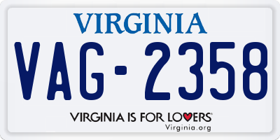 VA license plate VAG2358