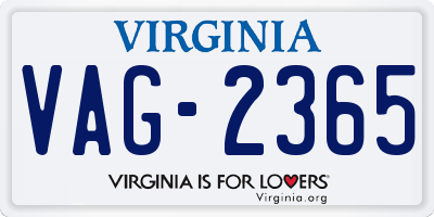 VA license plate VAG2365