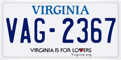 VA license plate VAG2367