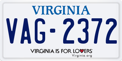 VA license plate VAG2372