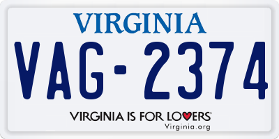 VA license plate VAG2374