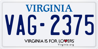 VA license plate VAG2375