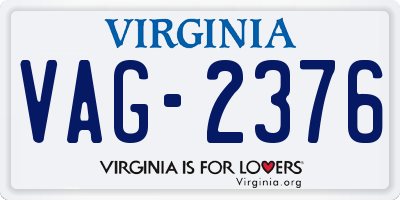VA license plate VAG2376