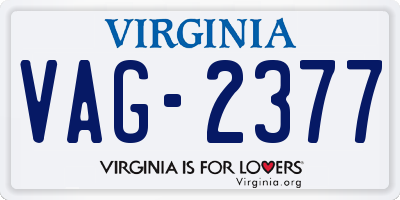 VA license plate VAG2377
