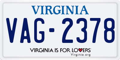 VA license plate VAG2378