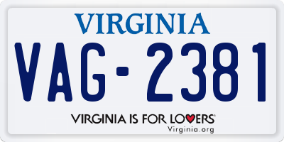 VA license plate VAG2381