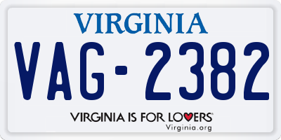 VA license plate VAG2382