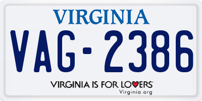 VA license plate VAG2386