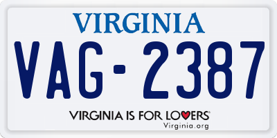 VA license plate VAG2387