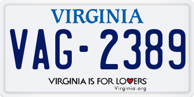 VA license plate VAG2389