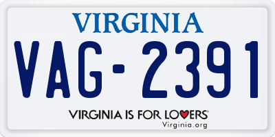 VA license plate VAG2391