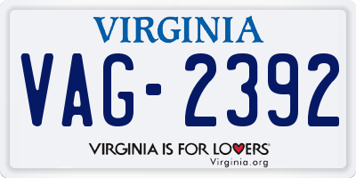 VA license plate VAG2392