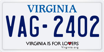 VA license plate VAG2402