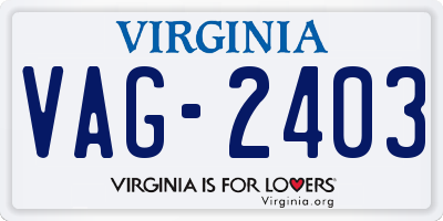 VA license plate VAG2403