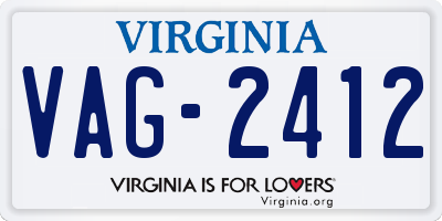 VA license plate VAG2412