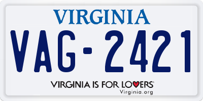 VA license plate VAG2421