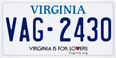 VA license plate VAG2430