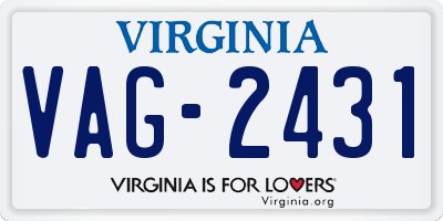 VA license plate VAG2431