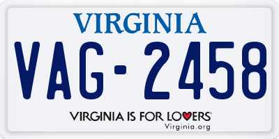 VA license plate VAG2458