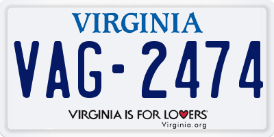 VA license plate VAG2474