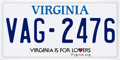 VA license plate VAG2476