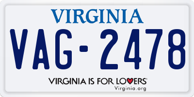 VA license plate VAG2478