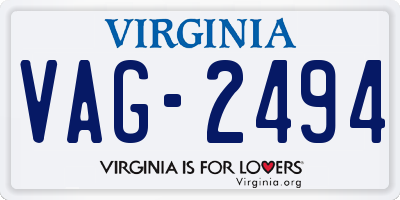 VA license plate VAG2494