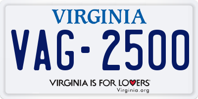 VA license plate VAG2500