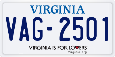 VA license plate VAG2501
