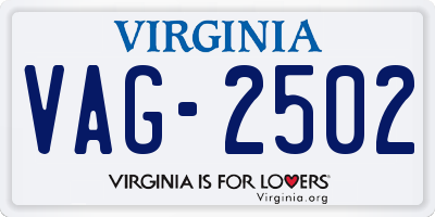 VA license plate VAG2502