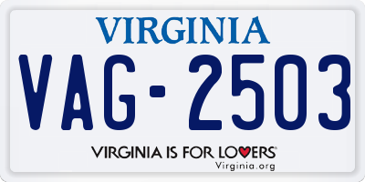 VA license plate VAG2503
